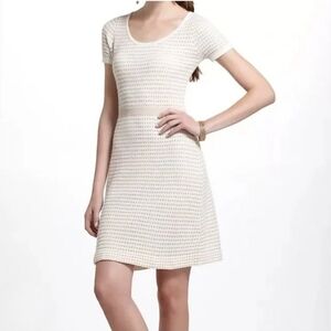 Anthropologie Sparrow Cream/Gold Short-Sleeve Sweater Dress